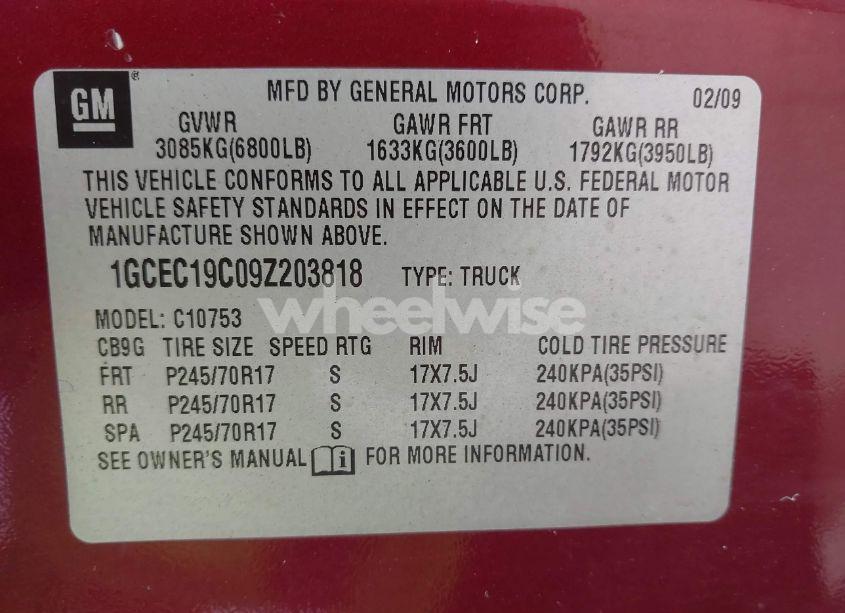 Photo 9 of 2009 Chevrolet Silverado 1500 LS (VIN 1GCEC19C09Z203818)