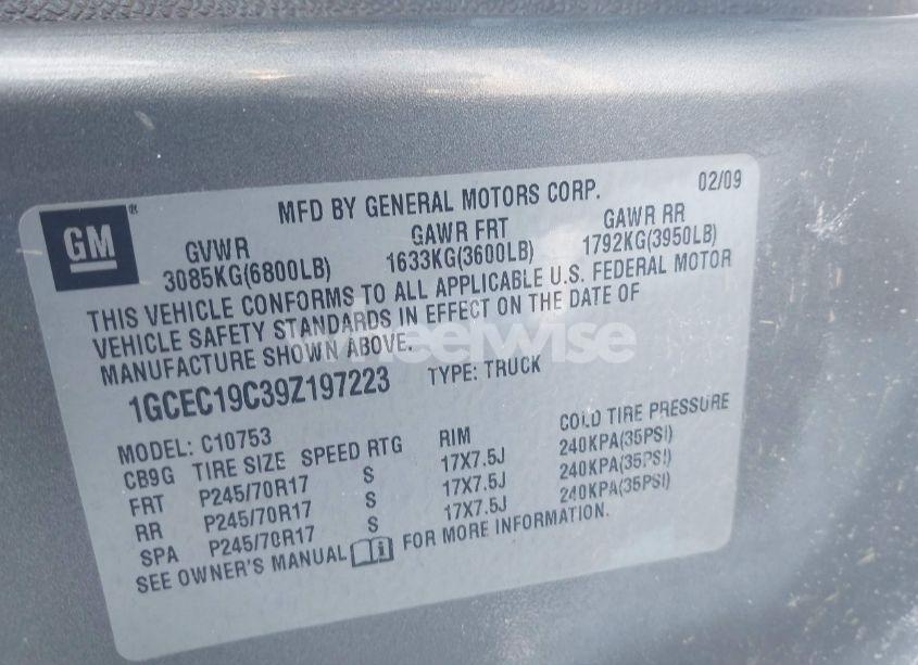 Photo 9 of 2009 Chevrolet Silverado 1500 LS (VIN 1GCEC19C39Z197223)