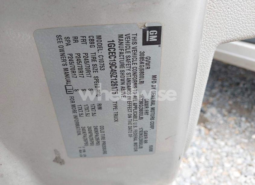 Photo 9 of 2009 Chevrolet Silverado 1500 WORK TRUCK (VIN 1GCEC19C49Z126175)