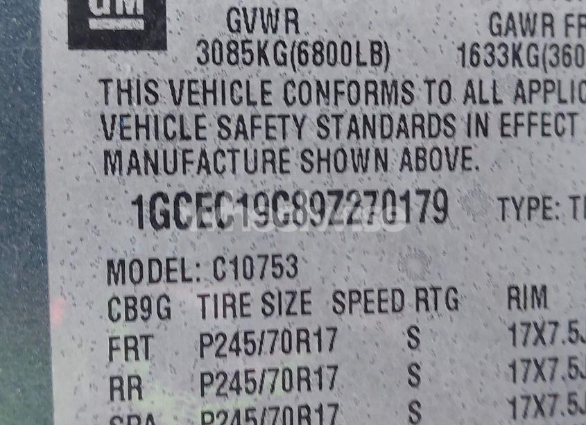 Photo 9 of 2009 Chevrolet Silverado 1500 LS (VIN 1GCEC19C89Z270179)