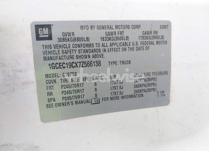 Photo 9 of 2007 Chevrolet Silverado 1500 LT1 (VIN 1GCEC19CX7Z566138)