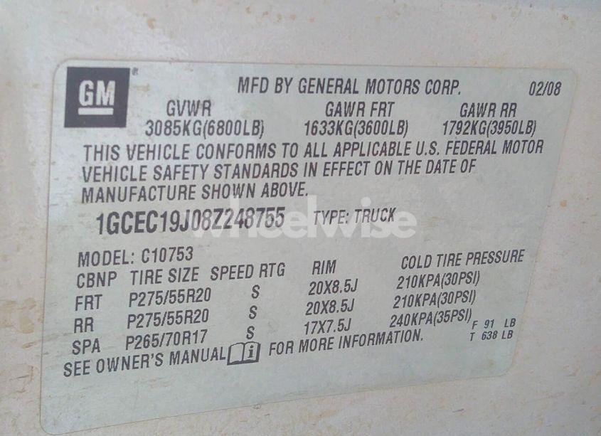 Photo 9 of 2008 Chevrolet Silverado 1500 LT1 (VIN 1GCEC19J08Z248755)