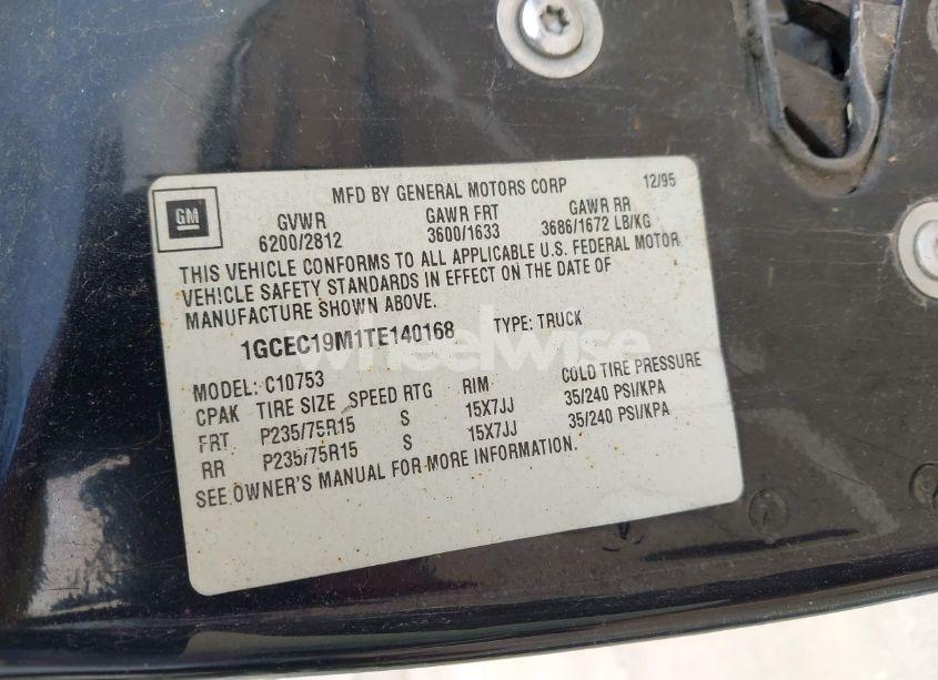 Photo 9 of 1996 Chevrolet Gmt-400 C1500 (VIN 1GCEC19M1TE140168)