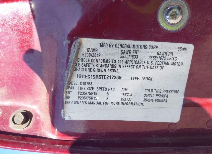 Photo 9 of 1996 Chevrolet Gmt-400 C1500 (VIN 1GCEC19R6TE217368)