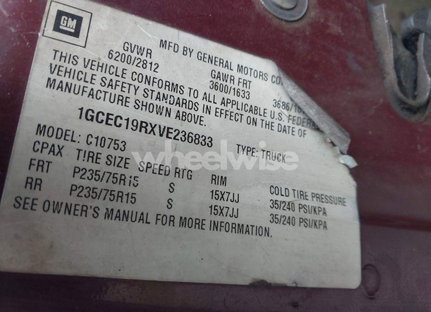 Photo 9 of 1997 Chevrolet C1500 FLEETSIDE (VIN 1GCEC19RXVE236833)