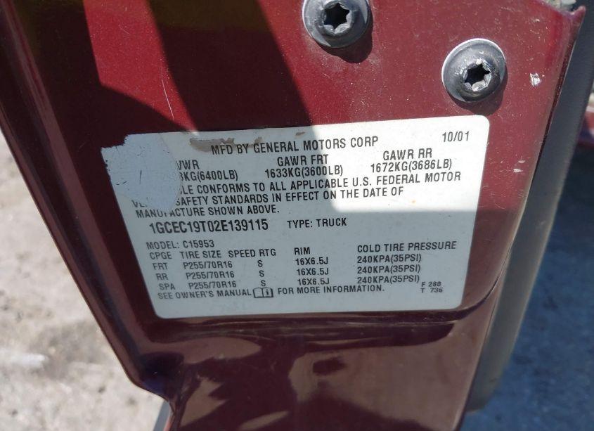 Photo 9 of 2002 Chevrolet Silverado 1500 LS (VIN 1GCEC19T02E139115)