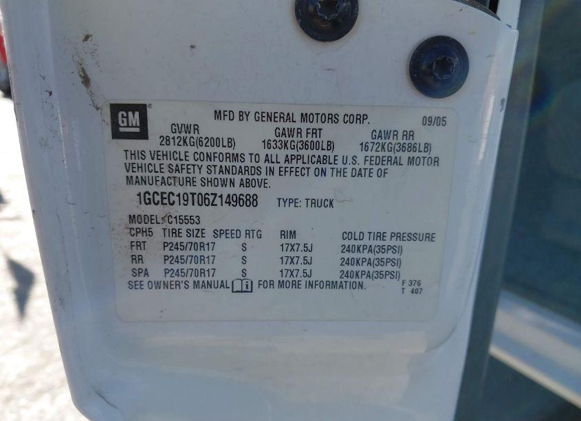 Photo 9 of 2006 Chevrolet Silverado 1500 LT1 (VIN 1GCEC19T06Z149688)