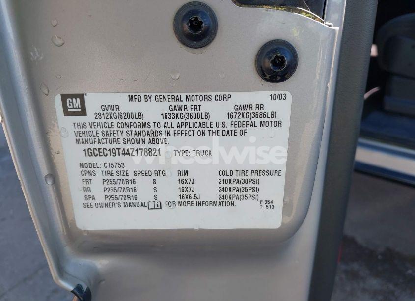 Photo 9 of 2004 Chevrolet Silverado 1500 LS (VIN 1GCEC19T44Z178821)