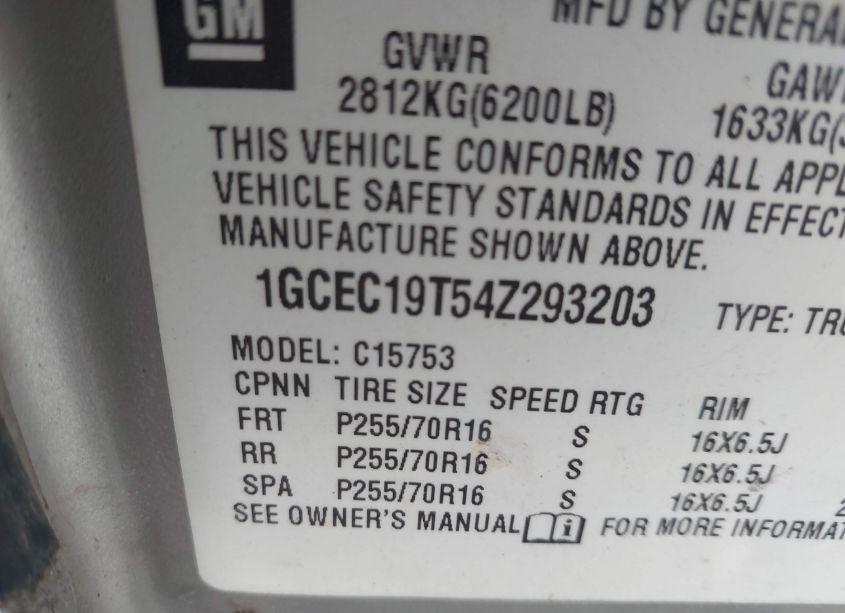 Photo 9 of 2004 Chevrolet Silverado 1500 (VIN 1GCEC19T54Z293203)