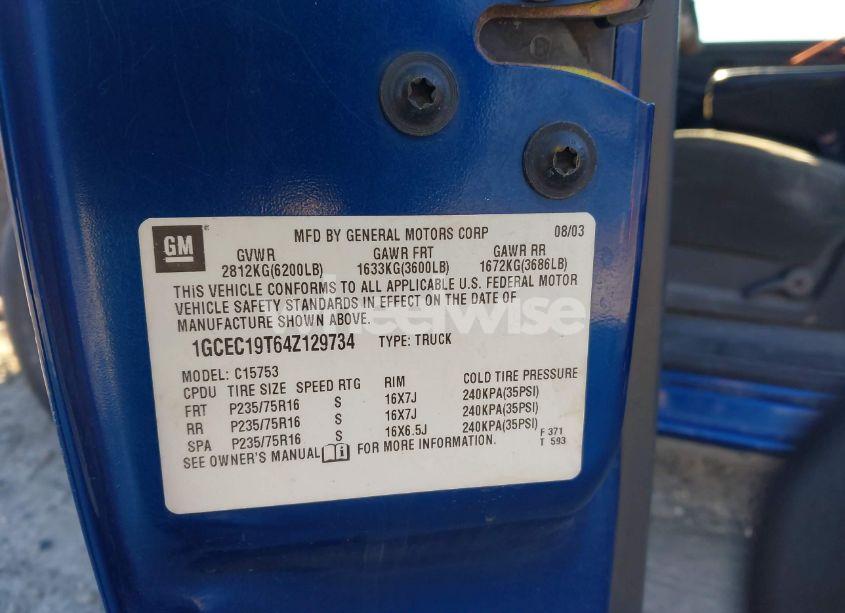 Photo 9 of 2004 Chevrolet Silverado 1500 LS (VIN 1GCEC19T64Z129734)