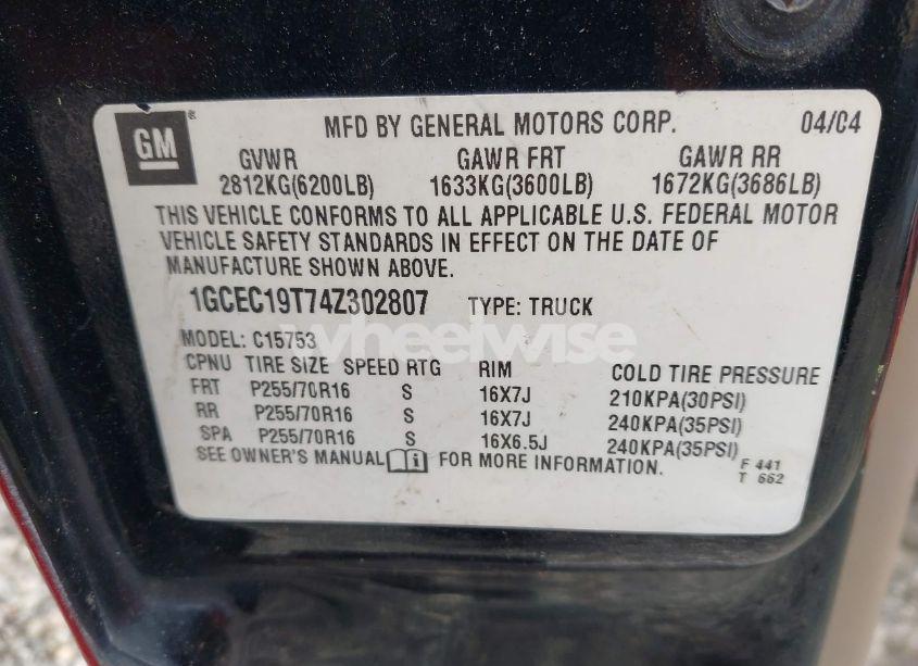 Photo 9 of 2004 Chevrolet Silverado 1500 LT (VIN 1GCEC19T74Z302807)