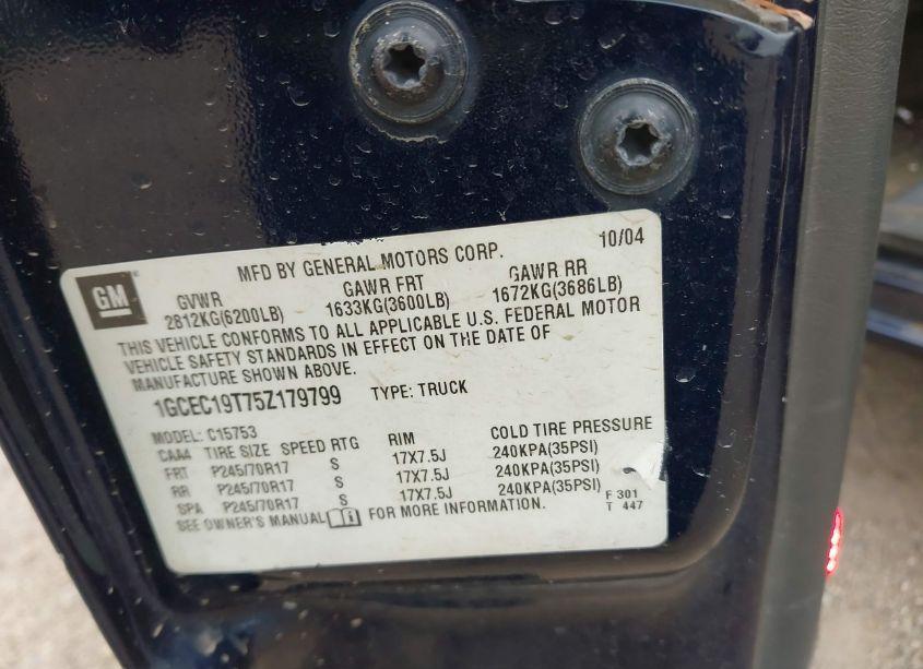 Photo 9 of 2005 Chevrolet Silverado 1500 (VIN 1GCEC19T75Z179799)
