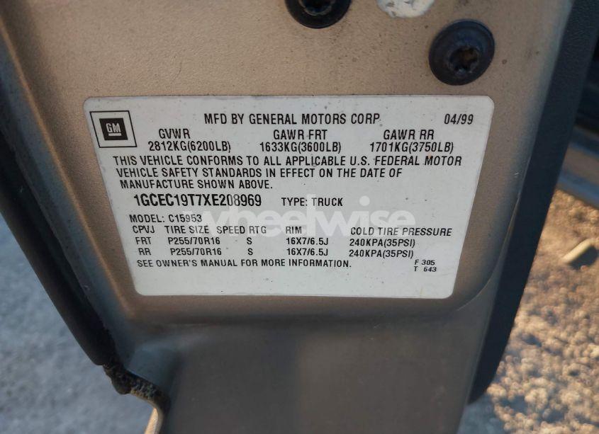 Photo 9 of 1999 Chevrolet Silverado 1500 LS (VIN 1GCEC19T7XE208969)