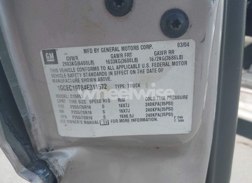 Photo 9 of 2004 Chevrolet Silverado 1500 LS (VIN 1GCEC19T84E311572)