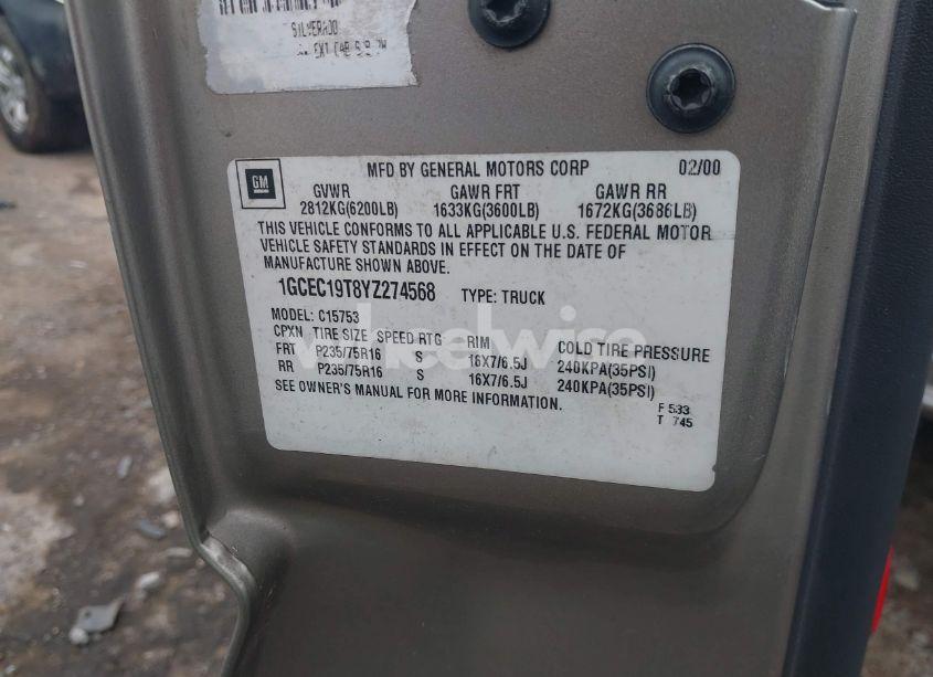 Photo 9 of 2000 Chevrolet Silverado 1500 LS (VIN 1GCEC19T8YZ274568)