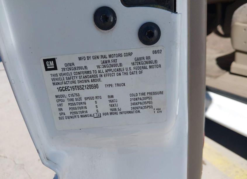 Photo 9 of 2003 Chevrolet Silverado 1500 LS (VIN 1GCEC19T93Z120590)