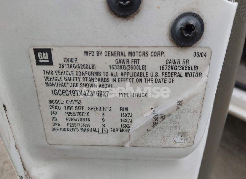 Photo 9 of 2004 Chevrolet Silverado 1500 LT (VIN 1GCEC19TX4Z316927)