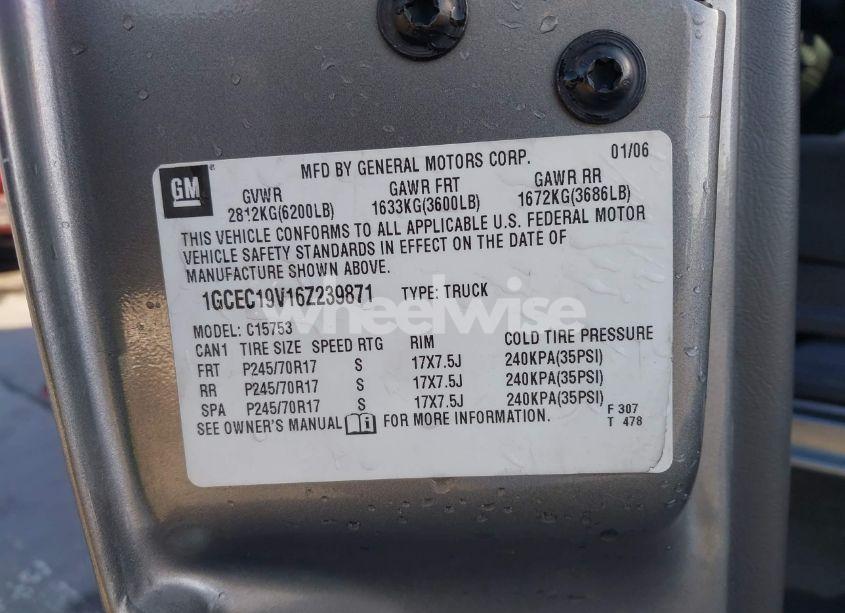 Photo 9 of 2006 Chevrolet Silverado 1500 LT1 (VIN 1GCEC19V16Z239871)