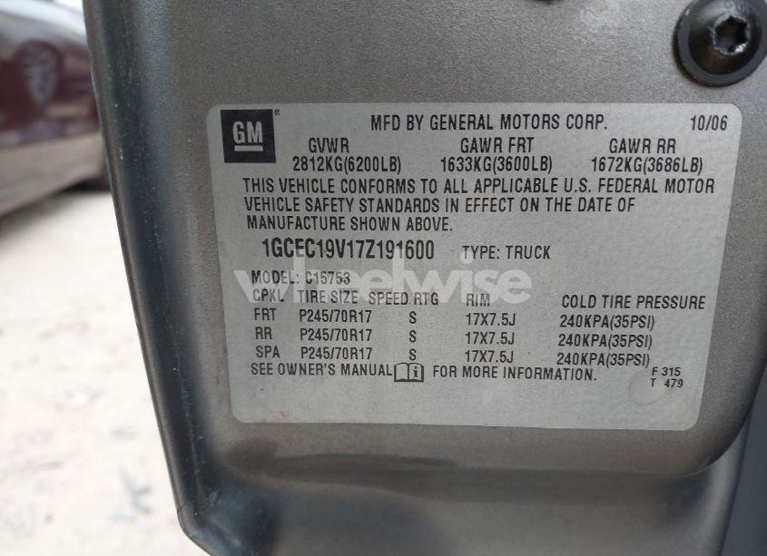 Photo 9 of 2007 Chevrolet Silverado 1500 CLASSIC LS (VIN 1GCEC19V17Z191600)