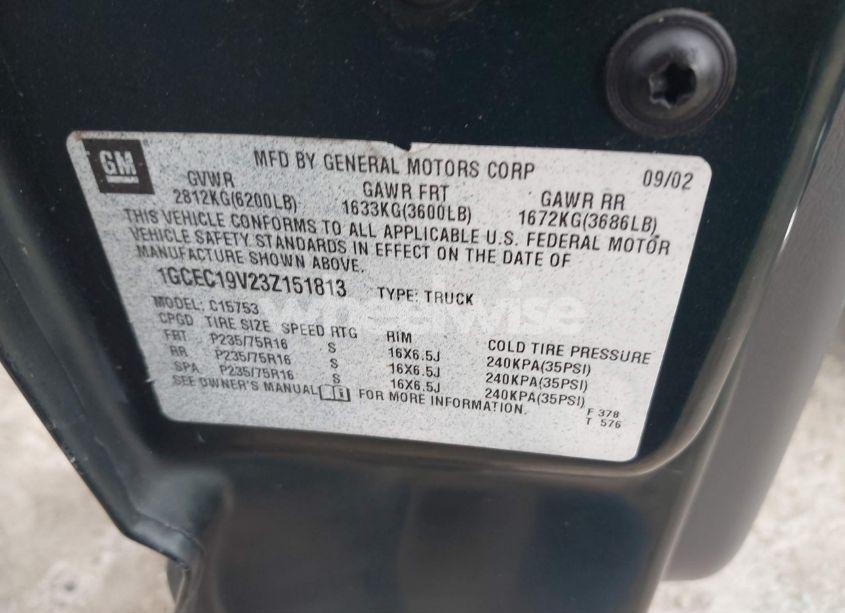 Photo 9 of 2003 Chevrolet Silverado 1500 (VIN 1GCEC19V23Z151813)