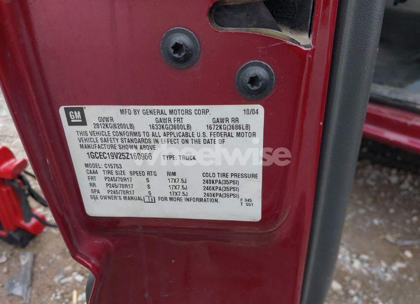 Photo 9 of 2005 Chevrolet Silverado 1500 LS (VIN 1GCEC19V25Z160966)