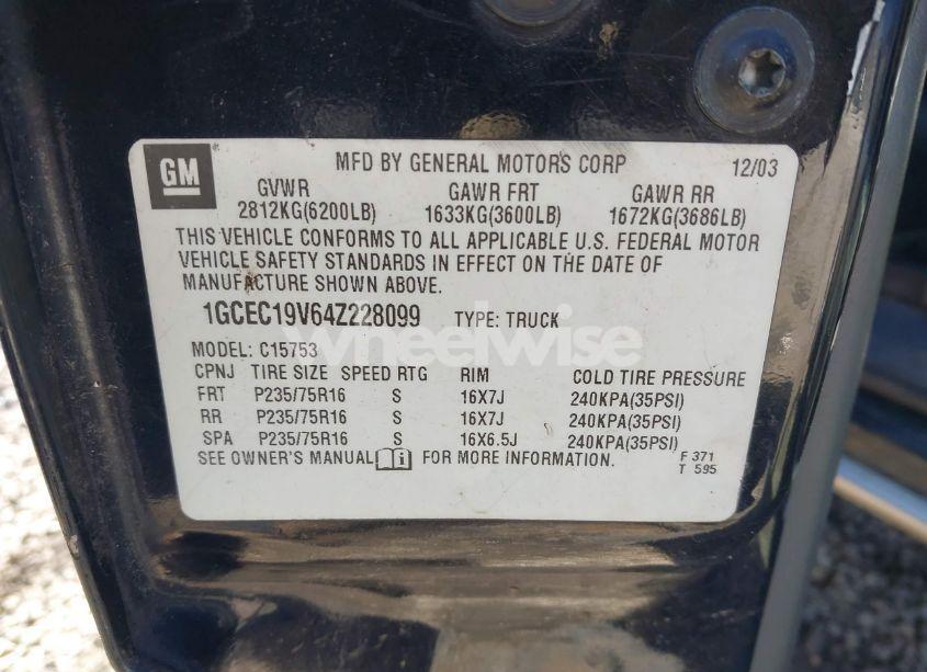 Photo 9 of 2004 Chevrolet Silverado 1500 LS (VIN 1GCEC19V64Z228099)