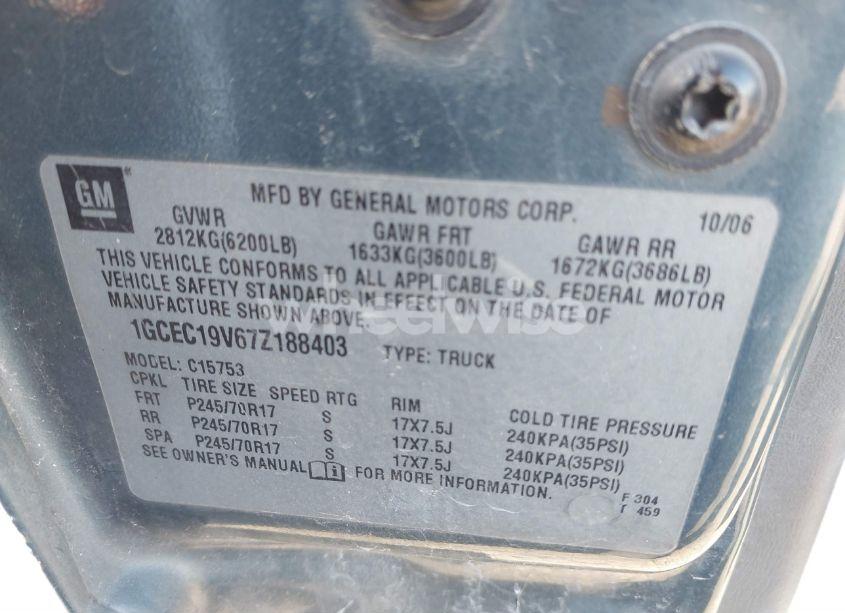 Photo 9 of 2007 Chevrolet Silverado 1500 CLASSIC LS (VIN 1GCEC19V67Z188403)