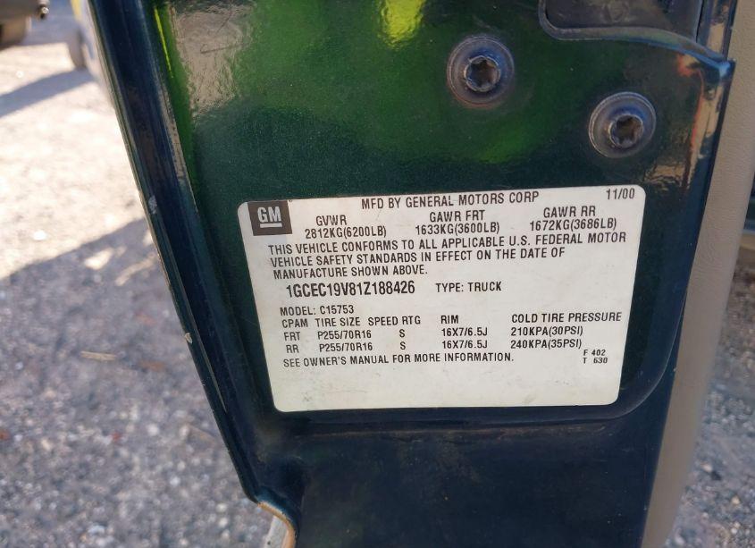 Photo 9 of 2001 Chevrolet Silverado 1500 LS (VIN 1GCEC19V81Z188426)