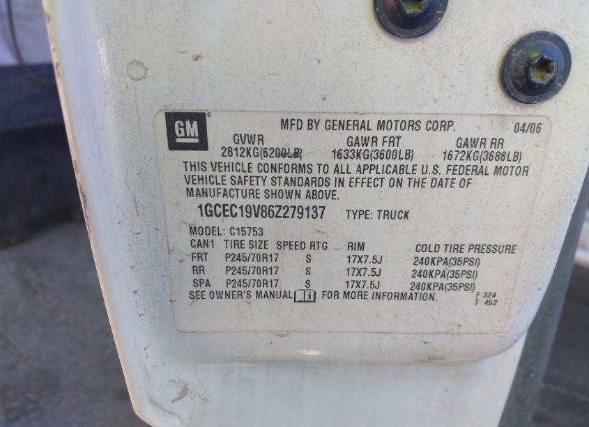 Photo 9 of 2006 Chevrolet Silverado 1500 WORK TRUCK (VIN 1GCEC19V86Z279137)