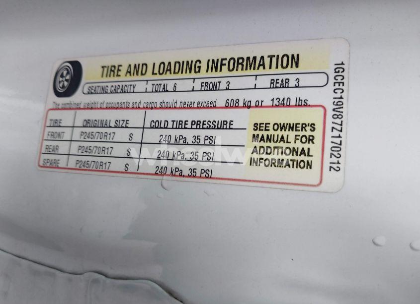 Photo 9 of 2007 Chevrolet Silverado 1500 CLASSIC LT1 (VIN 1GCEC19V87Z170212)