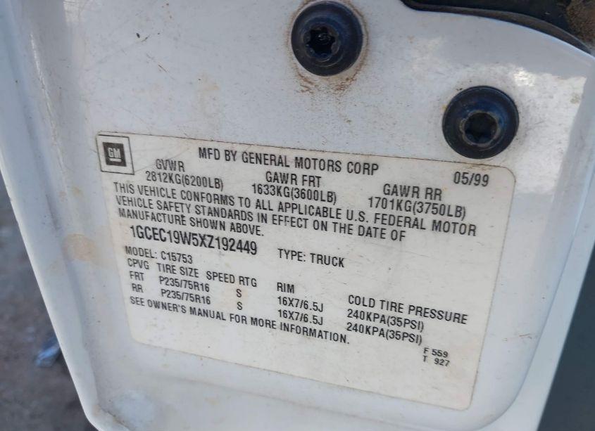 Photo 9 of 1999 Chevrolet Silverado 1500 (VIN 1GCEC19W5XZ192449)