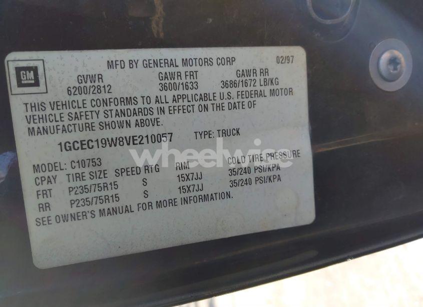 Photo 9 of 1997 Chevrolet C1500 FLEETSIDE (VIN 1GCEC19W8VE210057)