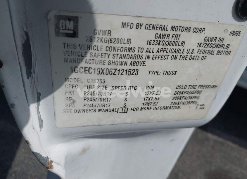 Photo 9 of 2006 Chevrolet Silverado 1500 WORK TRUCK (VIN 1GCEC19X06Z121523)