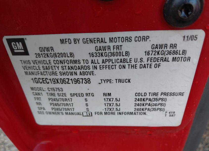 Photo 9 of 2006 Chevrolet Silverado 1500 WORK TRUCK (VIN 1GCEC19X06Z196738)