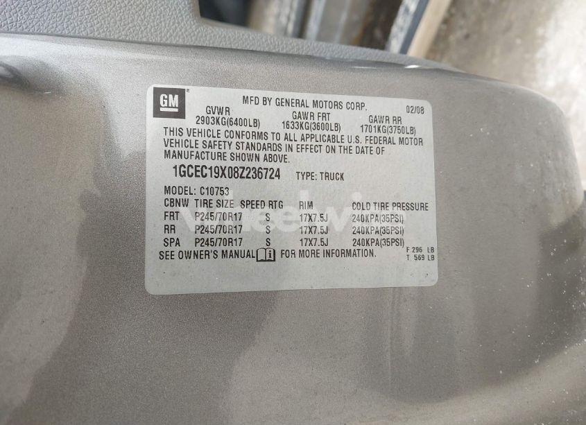 Photo 9 of 2008 Chevrolet Silverado 1500 WORK TRUCK (VIN 1GCEC19X08Z236724)