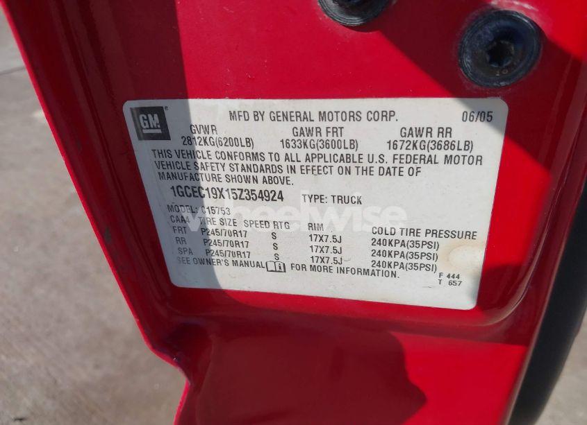 Photo 9 of 2005 Chevrolet Silverado 1500 LS (VIN 1GCEC19X15Z354924)