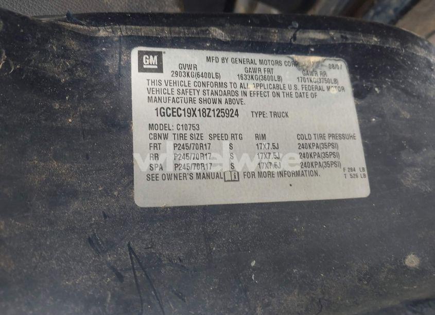 Photo 9 of 2008 Chevrolet Silverado 1500 WORK TRUCK (VIN 1GCEC19X18Z125924)