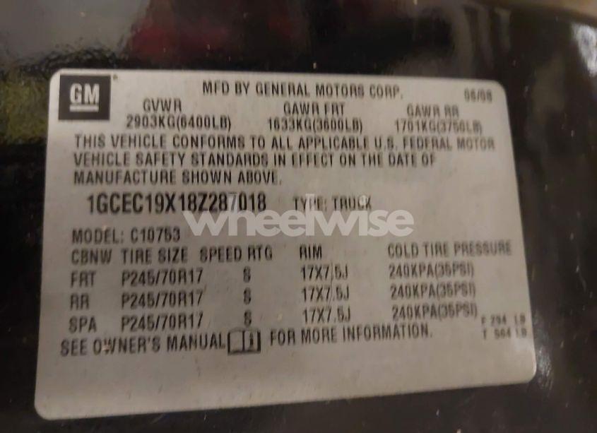 Photo 9 of 2008 Chevrolet Silverado 1500 WORK TRUCK (VIN 1GCEC19X18Z287018)