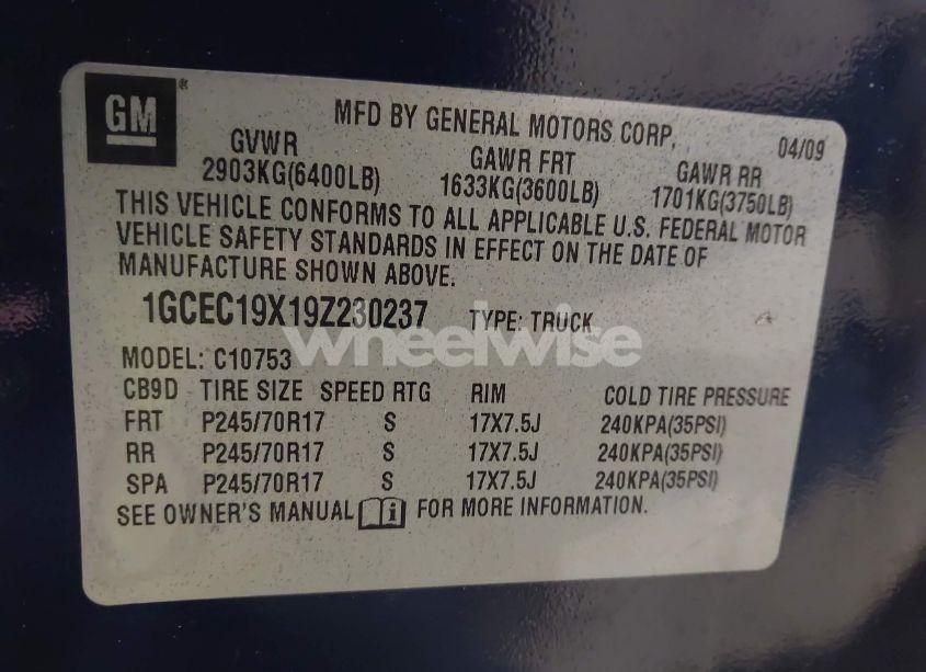 Photo 9 of 2009 Chevrolet Silverado 1500 WORK TRUCK (VIN 1GCEC19X19Z230237)