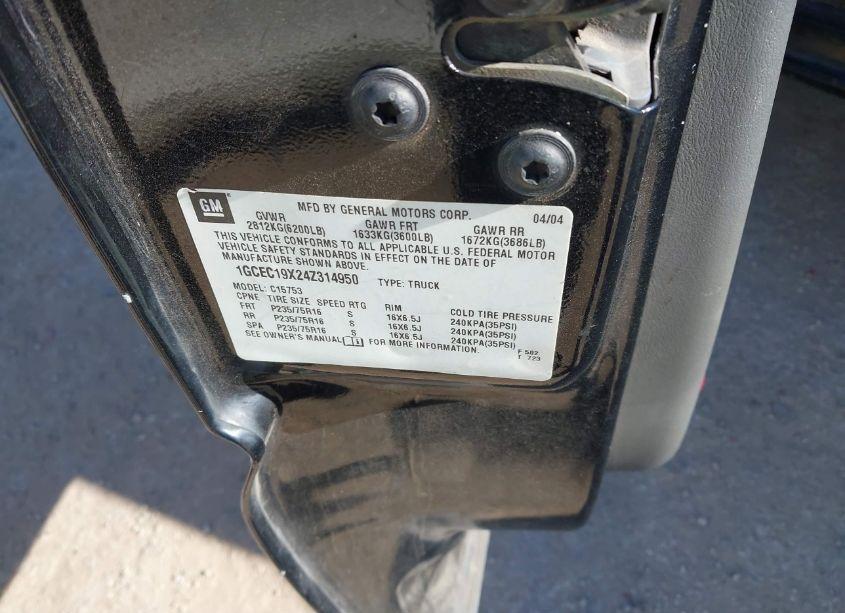 Photo 9 of 2004 Chevrolet Silverado 1500 WORK TRUCK (VIN 1GCEC19X24Z314950)