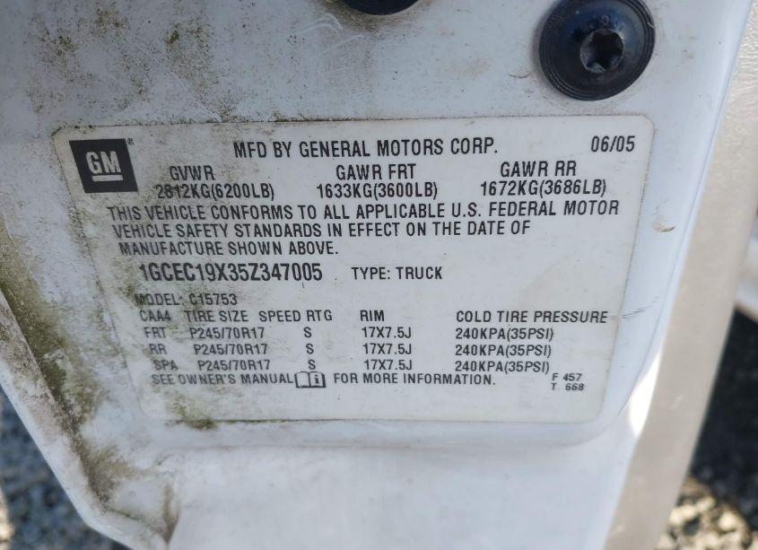 Photo 9 of 2005 Chevrolet Silverado 1500 WORK TRUCK (VIN 1GCEC19X35Z347005)