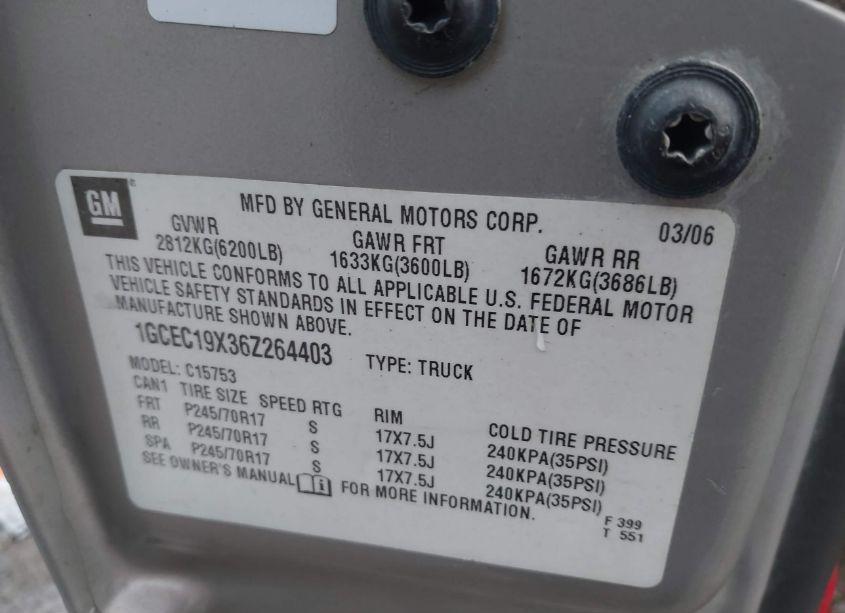 Photo 9 of 2006 Chevrolet Silverado 1500 LS (VIN 1GCEC19X36Z264403)