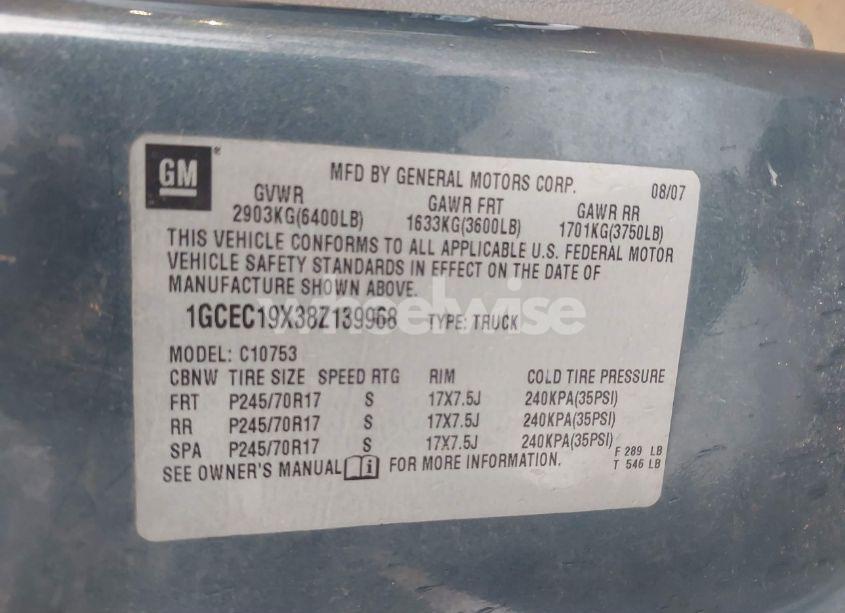 Photo 9 of 2008 Chevrolet Silverado 1500 WORK TRUCK (VIN 1GCEC19X38Z139968)