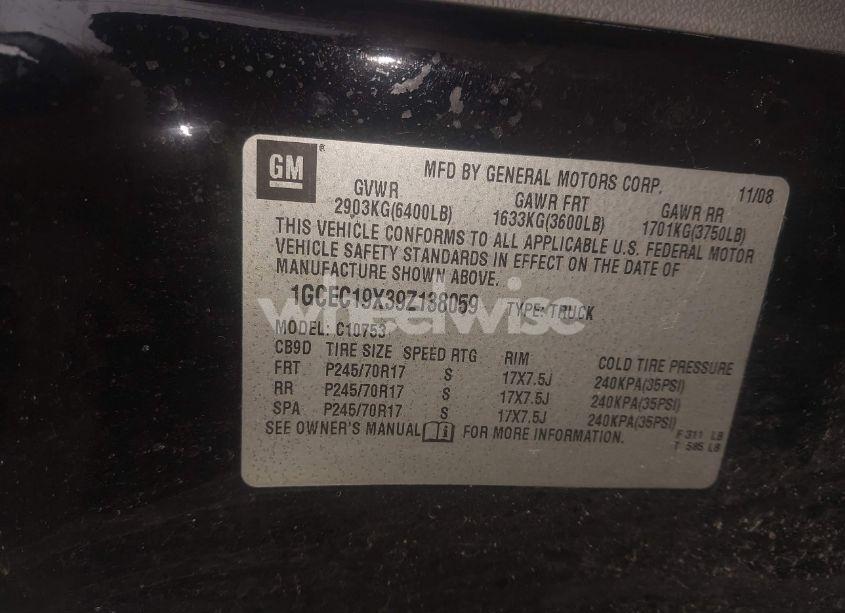 Photo 9 of 2009 Chevrolet Silverado 1500 WORK TRUCK (VIN 1GCEC19X39Z138059)