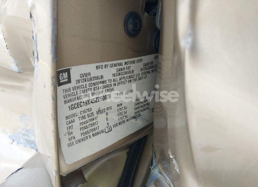 Photo 9 of 2005 Chevrolet Silverado 1500 WORK TRUCK (VIN 1GCEC19X45Z250878)