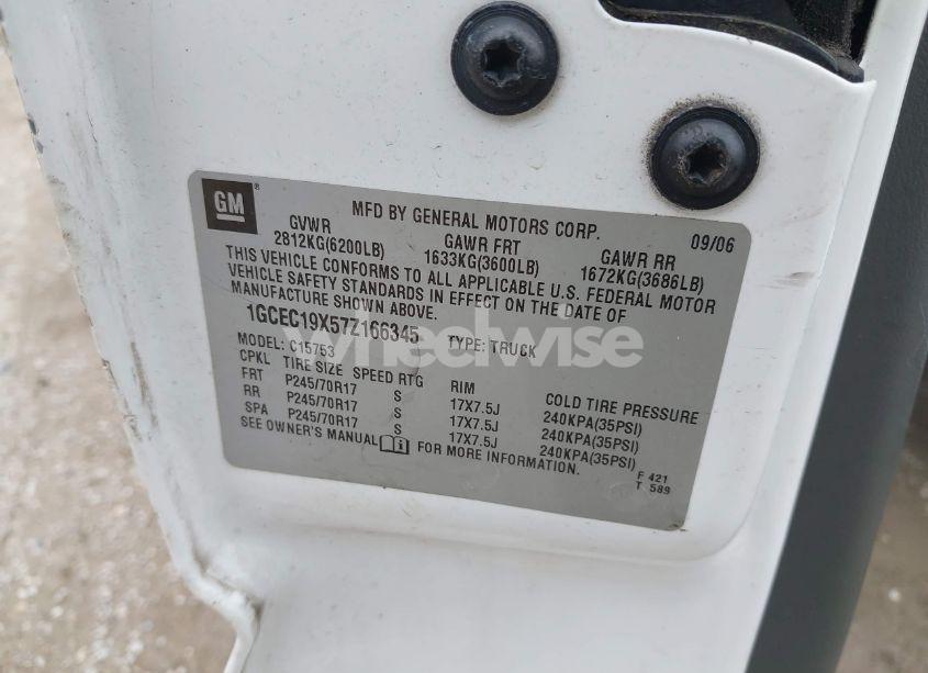 Photo 9 of 2007 Chevrolet Silverado 1500 CLASSIC WORK TRUCK (VIN 1GCEC19X57Z166345)