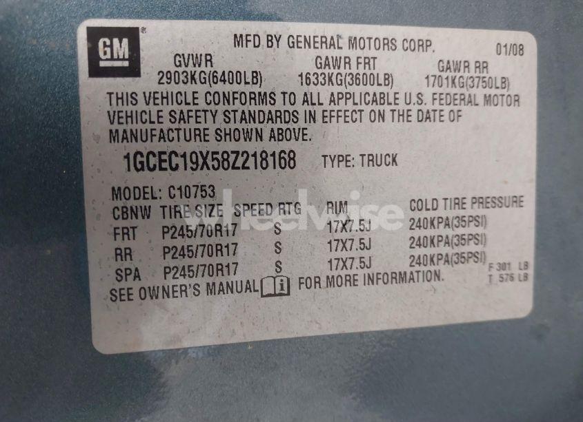 Photo 9 of 2008 Chevrolet Silverado 1500 WORK TRUCK (VIN 1GCEC19X58Z218168)