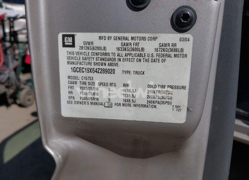 Photo 9 of 2004 Chevrolet Silverado 1500 WORK TRUCK (VIN 1GCEC19X64Z289020)