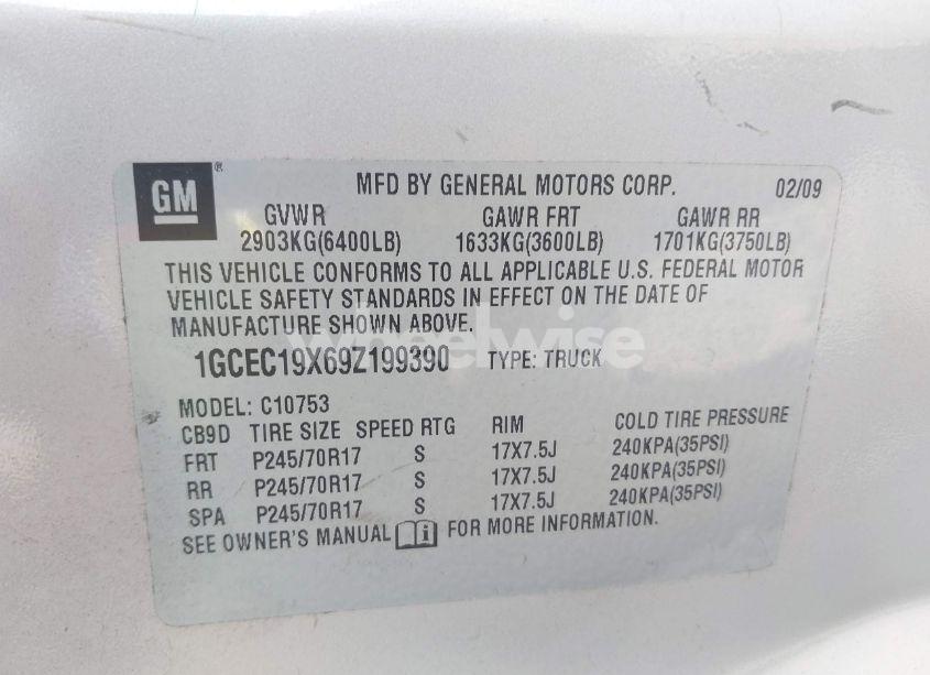 Photo 9 of 2009 Chevrolet Silverado 1500 WORK TRUCK (VIN 1GCEC19X69Z199390)