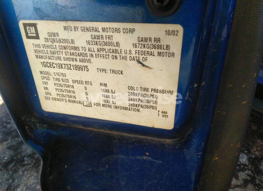 Photo 9 of 2003 Chevrolet Silverado 1500 (VIN 1GCEC19X73Z189975)